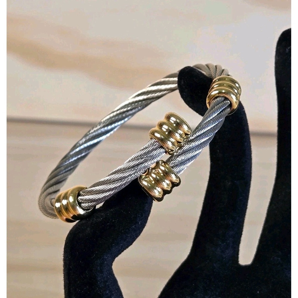 Charriol Celtic Two Tone Bypass Cable Bangle Icon Heritage Bracelet No Box